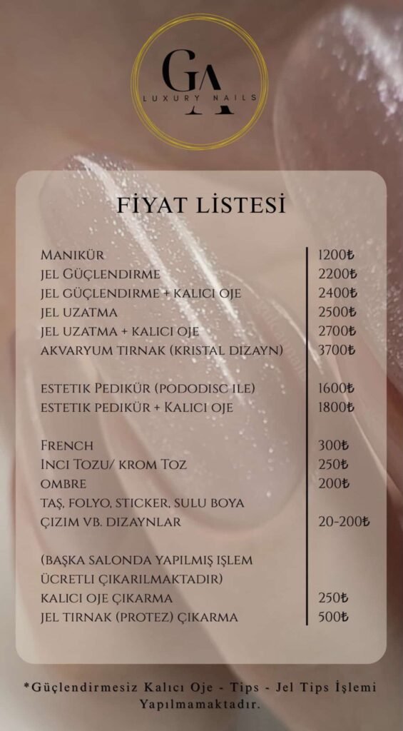 urla protez tırnak fiyat listesi GA Luxury Nails